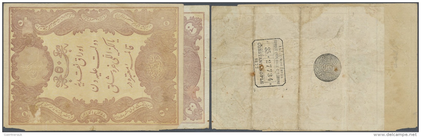 Turkey / T&uuml;rkei: Set Of 2 Notes Containing 20 Kurush 1877 P. 49a (F To F-) And 50 Kurush 1977 P. 50b (F-), Nice Set - Turkey