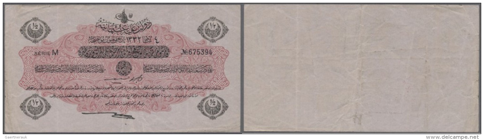 Turkey / T&uuml;rkei: 1/2 Livre 1917 P. 98, Used With Several Vertical Folds And Creases, No Holes, Still Strongness In - Turkey