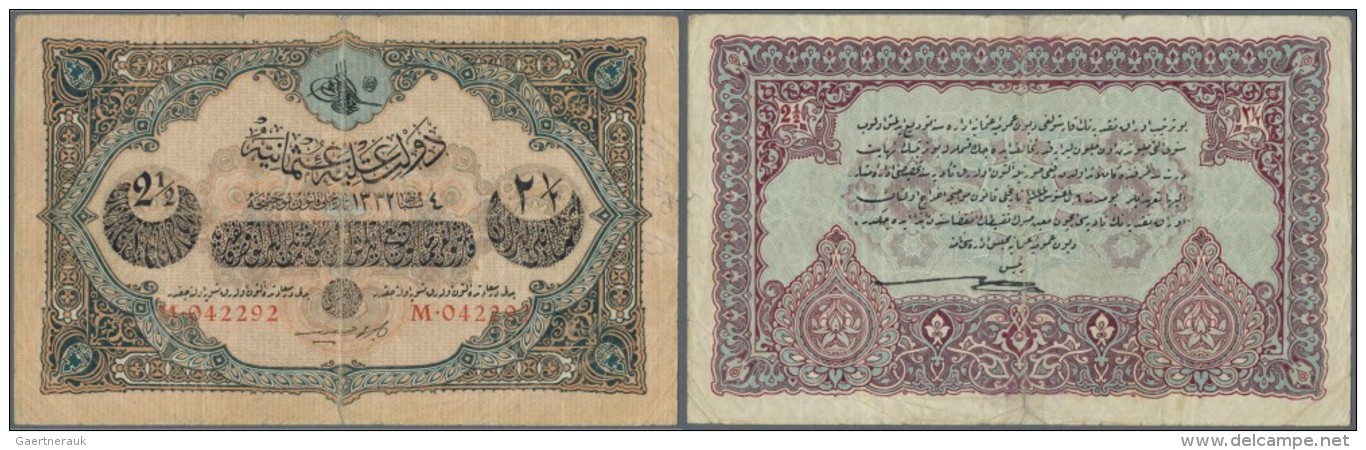 Turkey / T&uuml;rkei: 2 1/2 Livres 1913 P. 100, Used With Strong Center Fold, Fixed With Tape On Back At Lower Border, S - Türkei