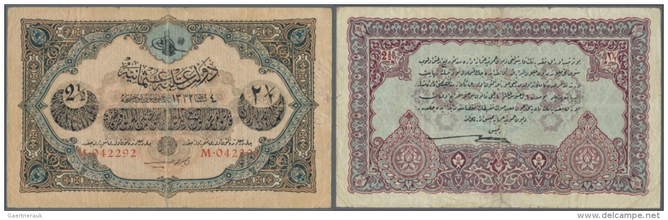 Turkey / T&uuml;rkei: 2 1/2 Livres 1913 P. 100, Used With Strong Center Fold, Fixed With Tape On Back At Lower Border, S - Turkey