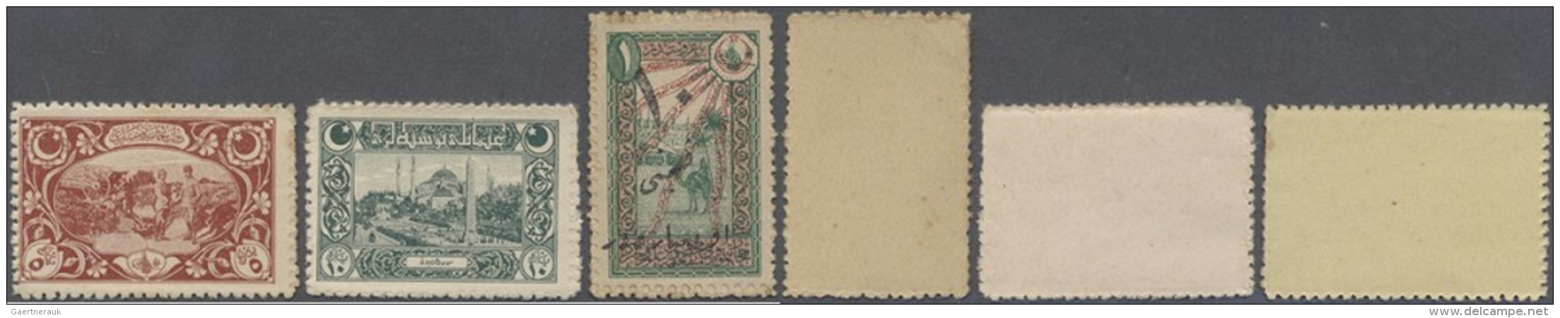 Turkey / T&uuml;rkei: Set Of 3 Different Stamp Money Notes Containing 5 Para ND(1917) P. 116, 10 Para ND(1917) P.117 And - Turkey