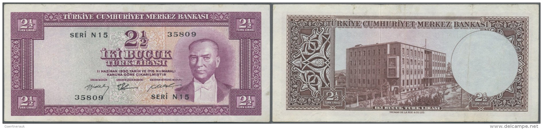 Turkey / T&uuml;rkei: 2 1/2 Lira ND(1955) P. 151a, Probably Pressed, Condition: F+ To VF-. - Türkei