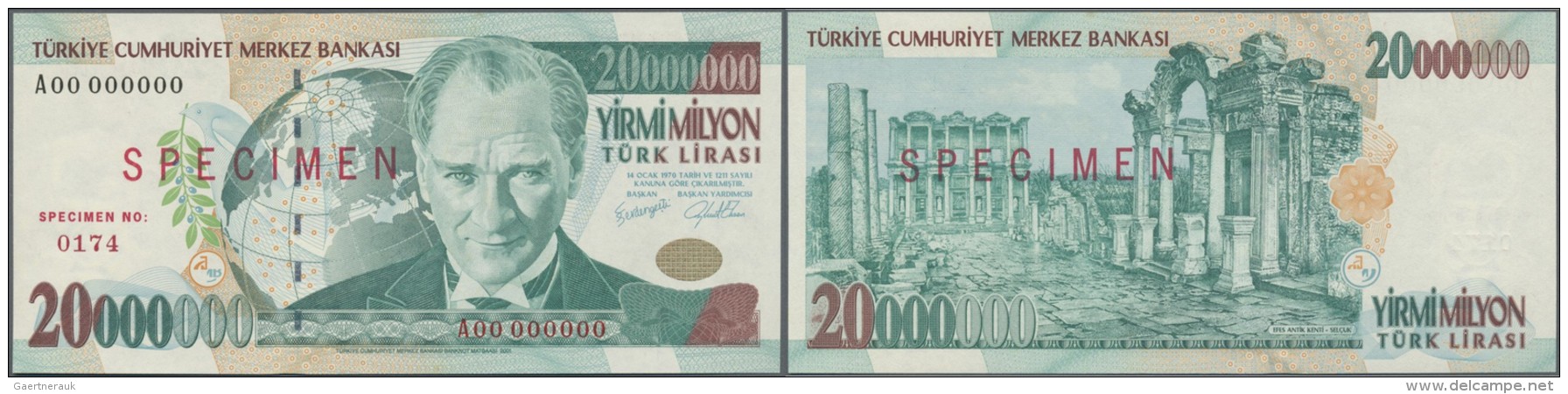 Turkey / T&uuml;rkei: 20.000.000 Lira ND(1984-2002) Specimen P. 215s In Condition: UNC. - Türkei