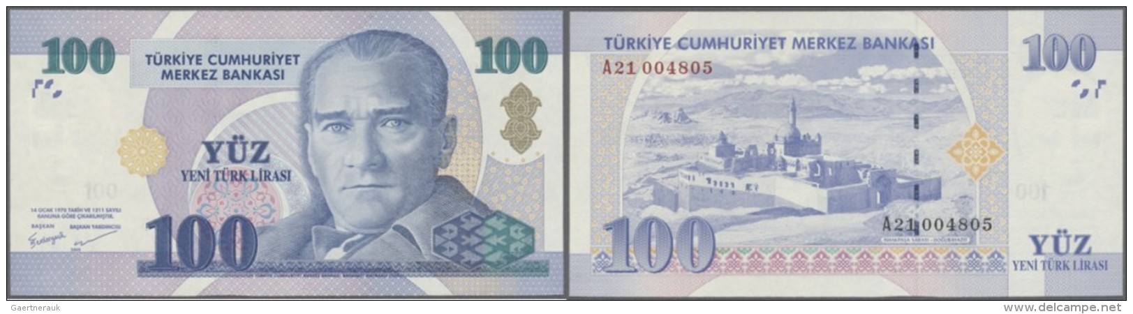 Turkey / T&uuml;rkei: 100 Lira 2005 P. 221, In Condition: UNC. - Türkei