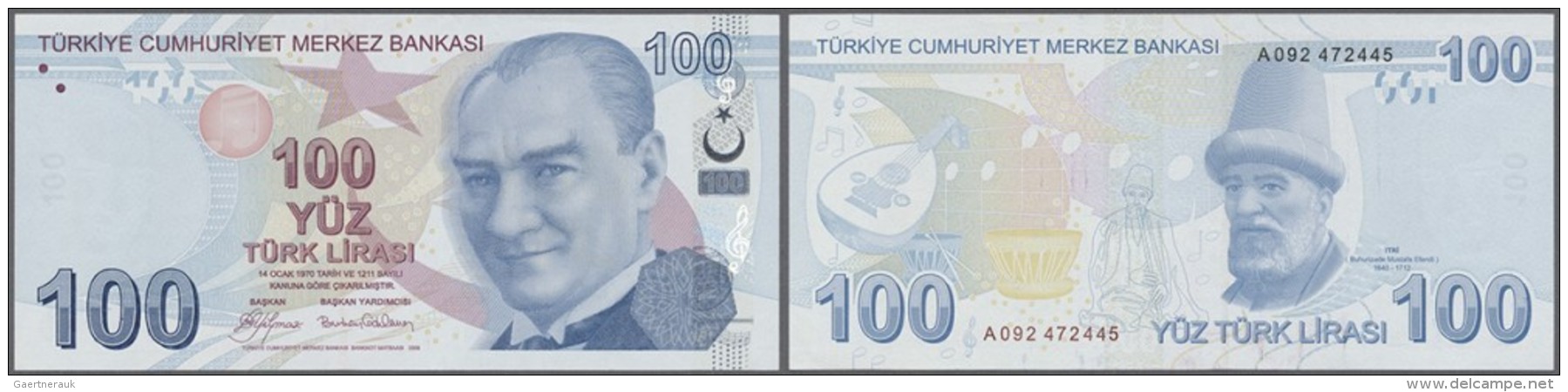 Turkey / T&uuml;rkei: 100 Lira 2009 P. 226 In Crisp Original Condition: UNC. - Türkei