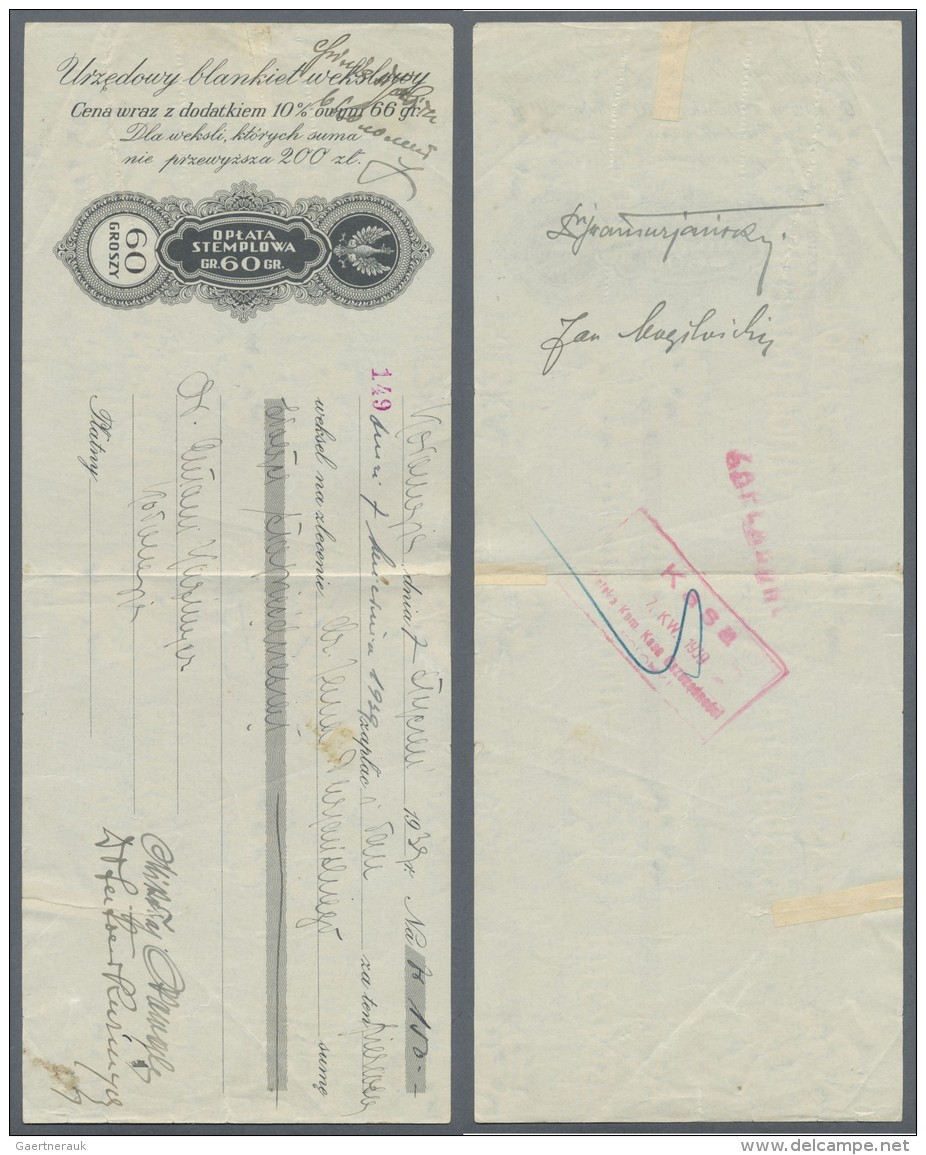 Ukraina / Ukraine: Kolomyia Local Draft For 150 Zlotych Dated 1939 With Bank Stamp And Annotations On Back, P.NL (R/K NL - Ukraine