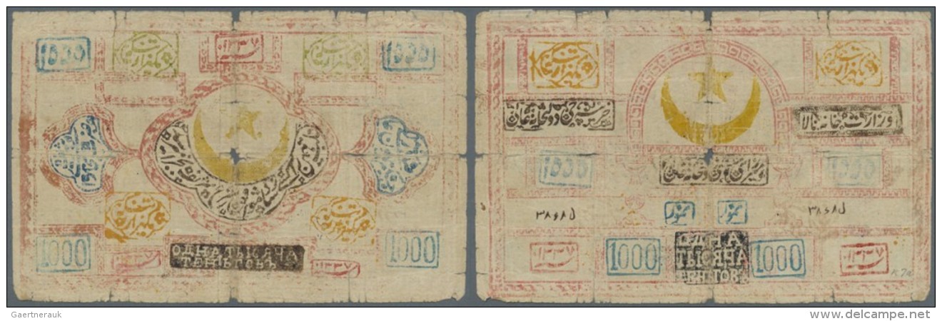 Uzbekistan / Usbekistan: Bukhara Emirate, 1000 Tengov 1918, P.7 In Well Worn Condition, Sevearl Missing Parts, Tears And - Usbekistan