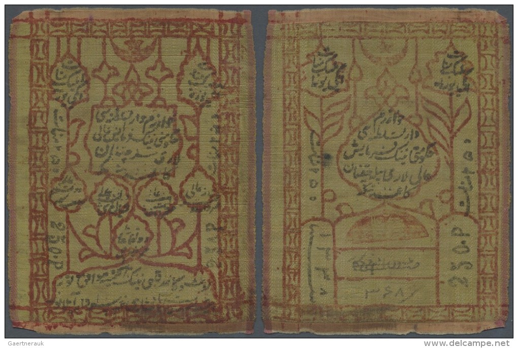 Uzbekistan / Usbekistan: Khorezm (Khiva) Khanate 250 Rubles AH1338/1919, P.40, Printed On Silk, Used Condition With Seve - Usbekistan