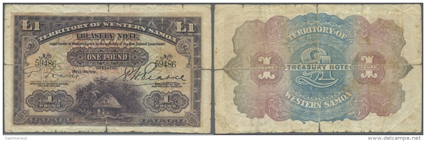 Western Samoa / West-Samoa: 1 Pound Without Date Stamp, P. 8, Seldom Seen Note Is Stronger Used Condition With Several B - Samoa