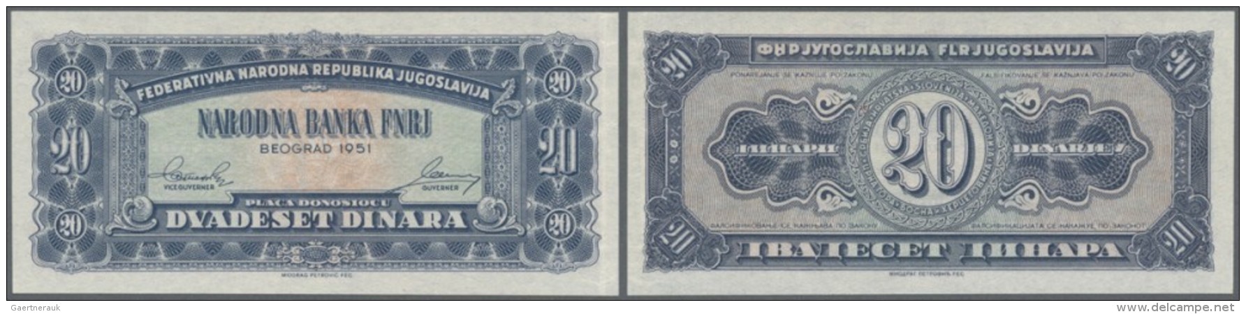 Yugoslavia / Jugoslavien: 20 Dinara 1951, P.67j In Perfect UNC Condition - Jugoslawien