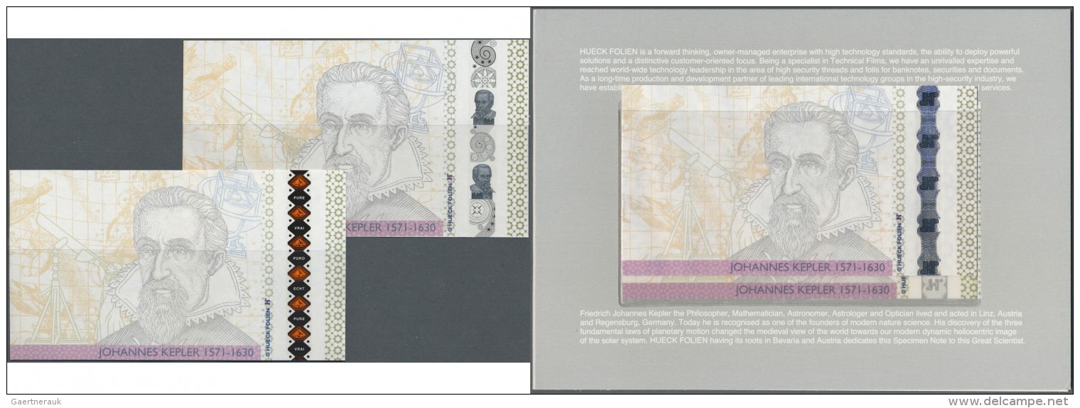 Testbanknoten: Set With 3 Test Notes Johannes Keppler With 3 Different Holographic Stripes By Company HUECK-FOLIEN, One - Fiktive & Specimen