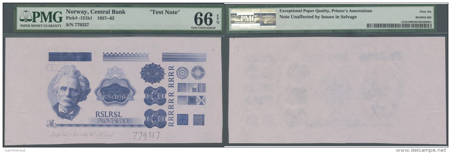 Testbanknoten: Norway: Test Note Of The NORWAY National Bank Intaglio Blue SICPA Ink On A Banknote Printing Machine Of D - Fiktive & Specimen