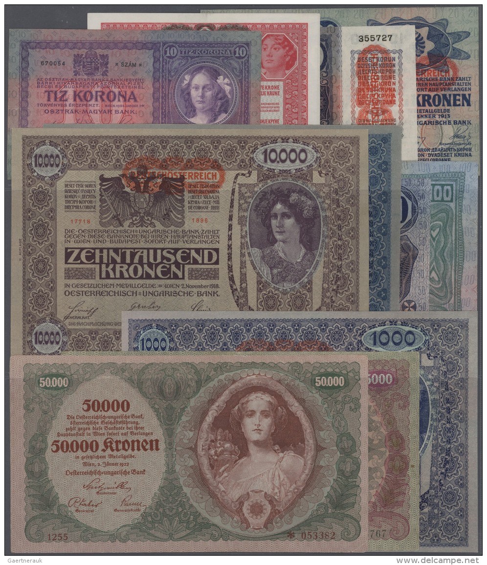 Austria / &Ouml;sterreich: Huge Lot With 157 Banknotes Austria 1904 Up To The 1920's With A Lot Of Better Notes And High - Oesterreich