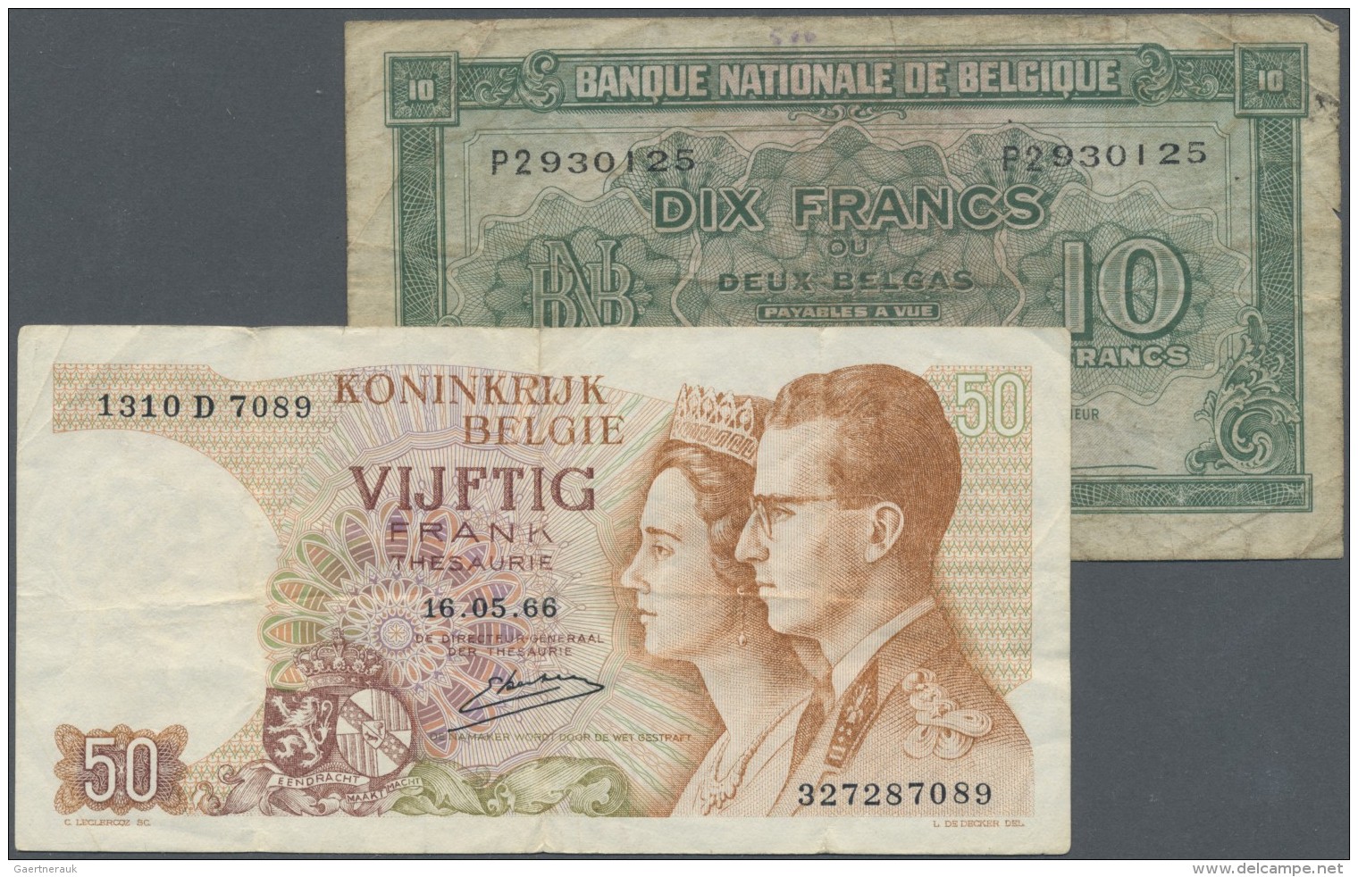 Belgium / Belgien: 1943/1964 (ca.), Ex Pick 122-139, Quantity Lot With 406 Banknotes In Good To Mixed Quality, Sorted An - Sonstige & Ohne Zuordnung