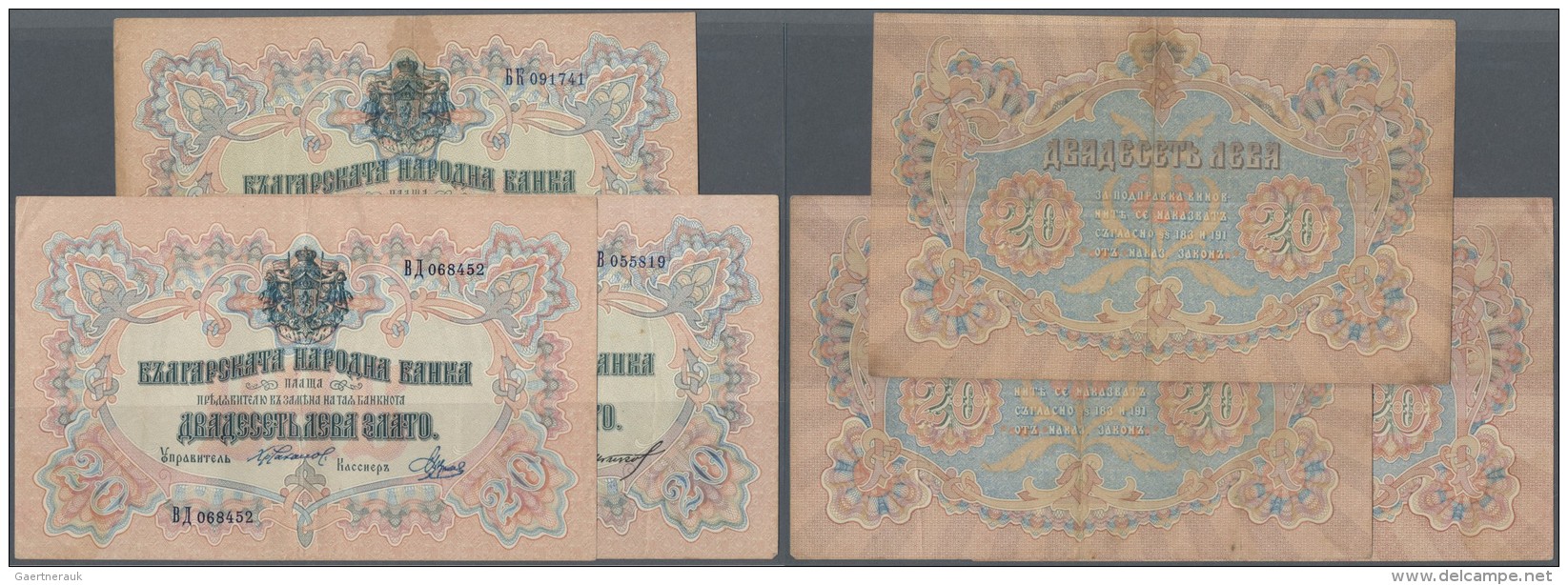 Bulgaria / Bulgarien: Huge Set Of 17 Banknotes 20 Gold Leva ND(1904), P.9, Containing 3 X 20 Leva With Black Signatures: - Bulgarien