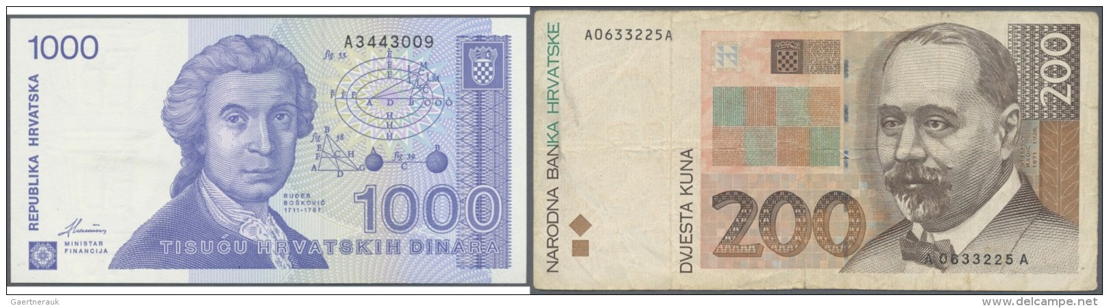 Croatia / Kroatien: 1941/1995 (ca.), Lot With 663 Banknotes, Some In Quantity, In Good To Mixed Quality, Sorted And Clas - Kroatien