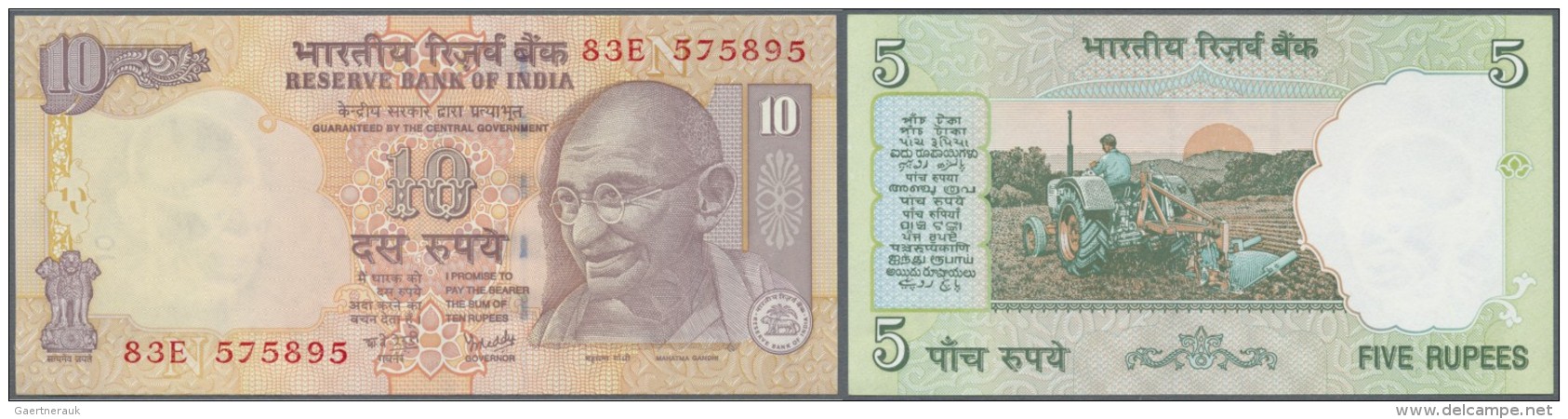 India / Indien: 1957/2005 (ca.), Ex Pick 66-95, Quantity Lot With 1110 Banknotes In Good To Mixed Quality, Sorted And Cl - Indien