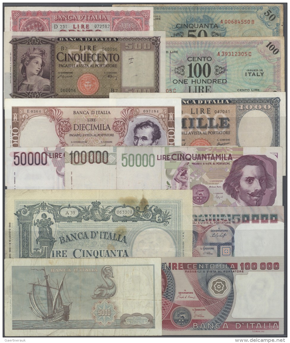 Italy / Italien: Huge Lot With 164 Banknotes Italy, Many Of Them In Uncirculated Condition From The Last Series Before T - Sonstige & Ohne Zuordnung