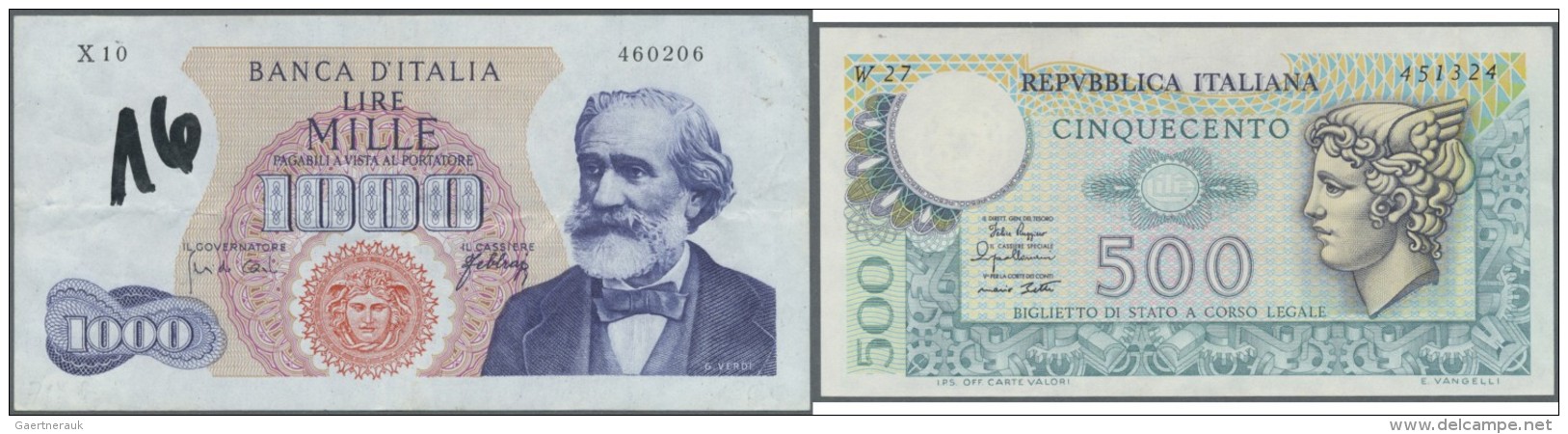 Italy / Italien: Set Of 12 Notes, All REPLACEMENT Notes, Containing 1000 Lire 1948 Letter "W" P. 88ar (VG), 100 Lire 196 - Sonstige & Ohne Zuordnung