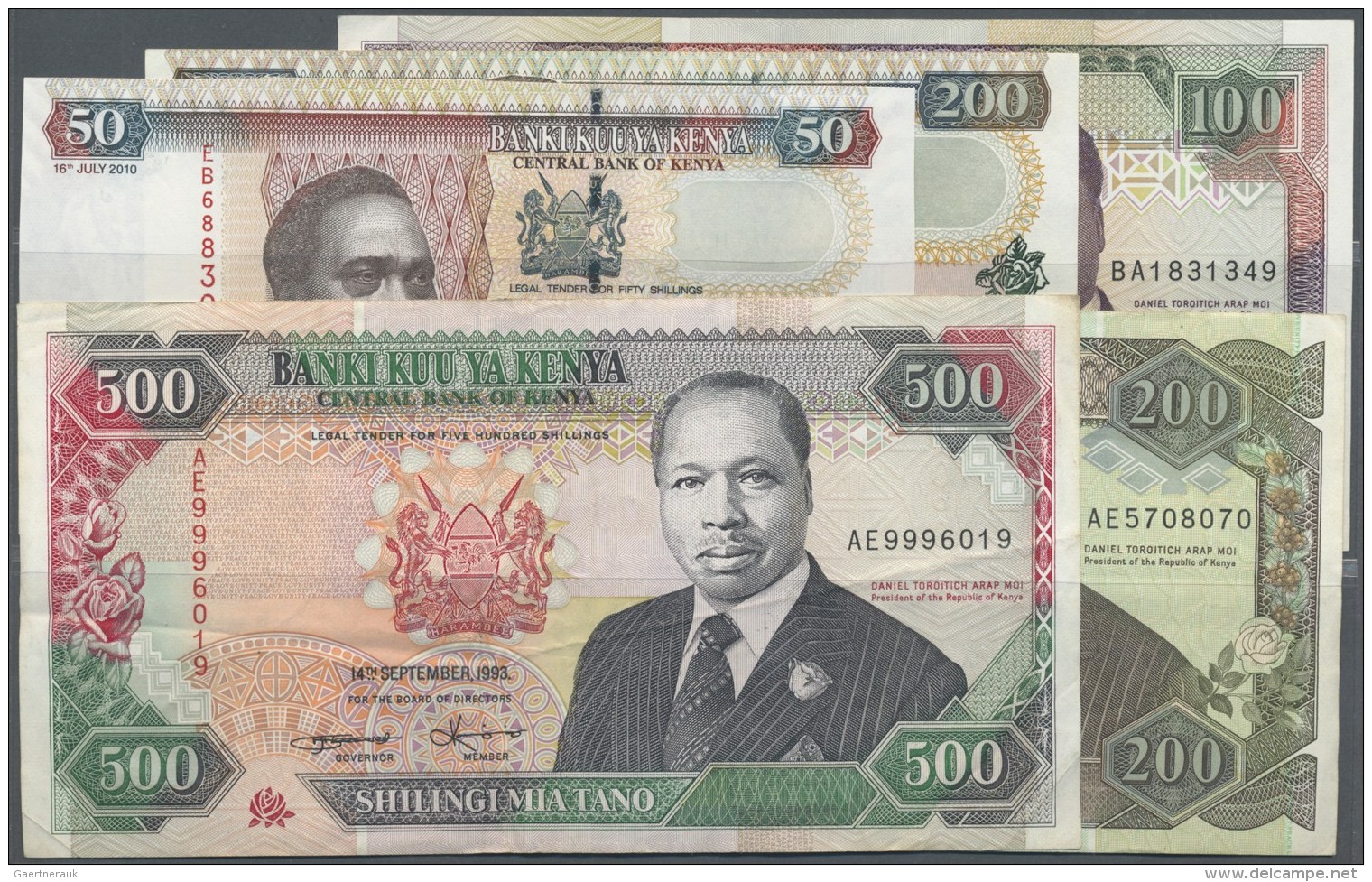 Kenya / Kenia: Lot With 15 Banknotes Kenya From The Late 1980's Till 2000 Containing For Example 500 Shillings 1993 P.30 - Kenia