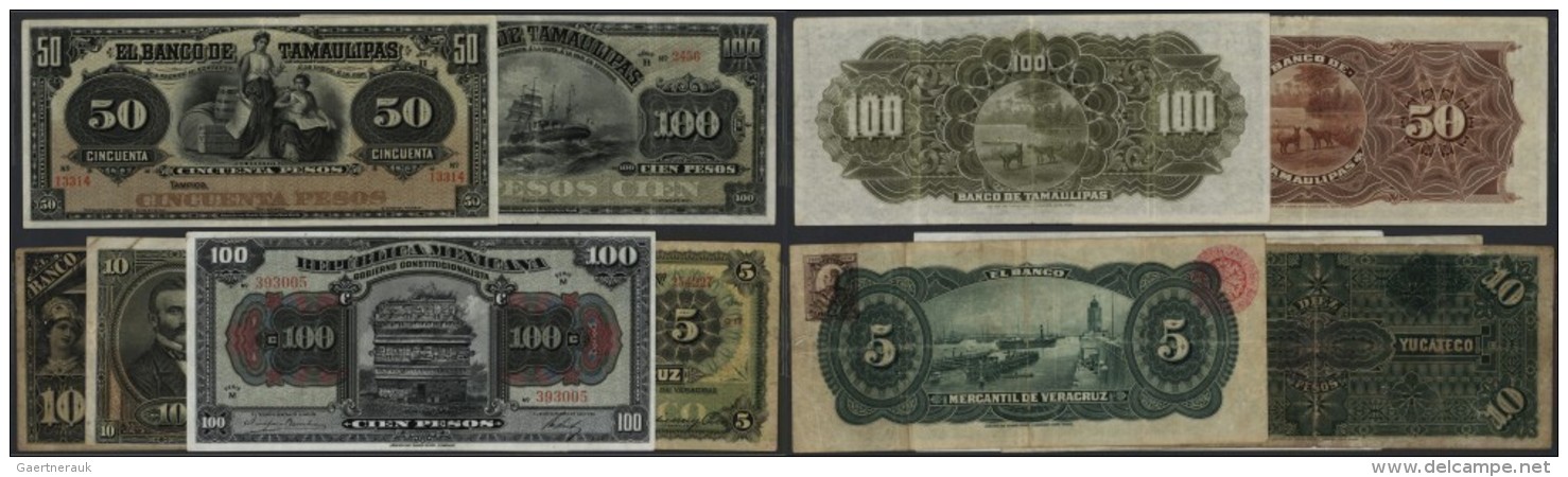 Mexico: Collectors Set Of 6 Banknotes Containing 50 Pesos "El Banco De Tamaulipas" ND P. S432r (VF-), 100 Pesos "El Banc - Mexiko