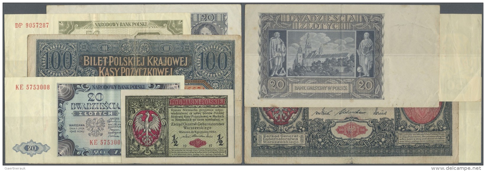 Poland / Polen: Set With 11 Banknotes Poland From 1917 Till 1948 Containing 1/2 And 100 Marek Polskich 1917, 2 X 20 Zlot - Polen