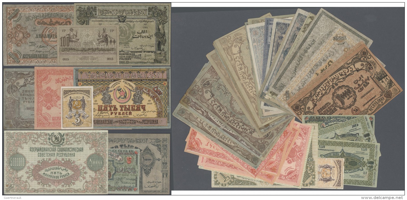 Russia Regional Issues  - Transcaucasia: Large Set Of 46 Notes Azerbaijan Socialist Soviet Republic Containing 2x 5 Rubl - Russland