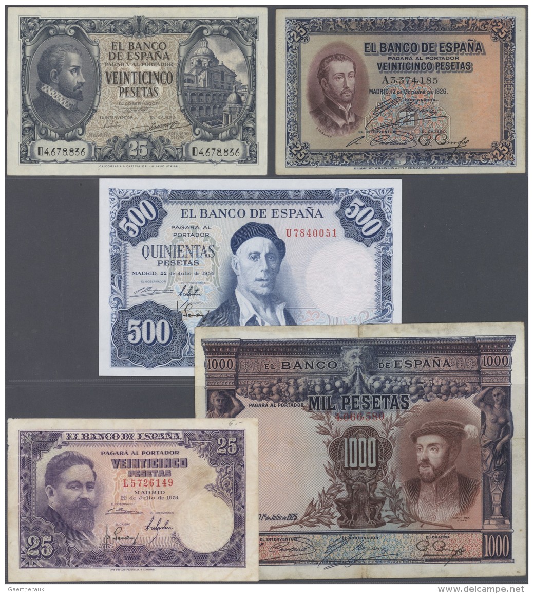 Spain / Spanien: Nice Set With 31 Banknotes Spain From The 1920's And Up With A Few Better Notes Like 25 Pesetas 1940 P. - Sonstige & Ohne Zuordnung