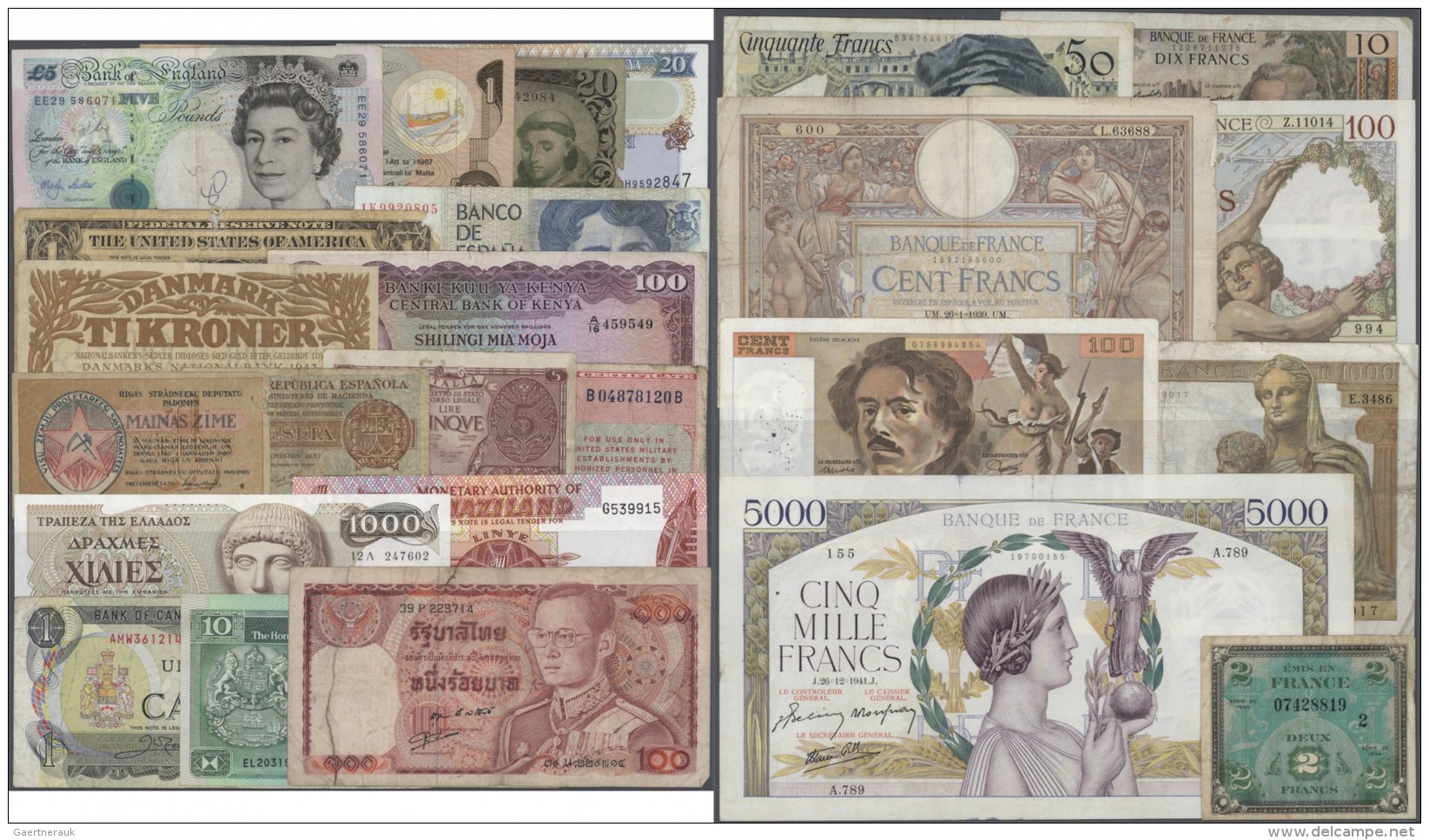 Alle Welt: Huge Lot With 294 World Banknotes, Most Of Them In Used, Some In Well Worn Condition. The Lot Contains For Ex - Other & Unclassified