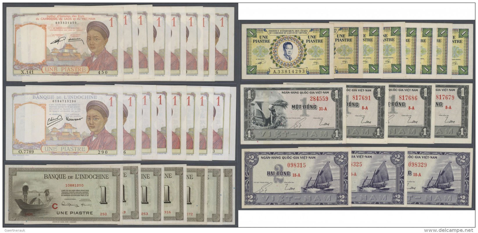 Alle Welt: Huge Dealers Lot With 218 Banknotes Asia, Mainly Vietnam But Also Some From Cambodia, French Indochina And In - Sonstige & Ohne Zuordnung