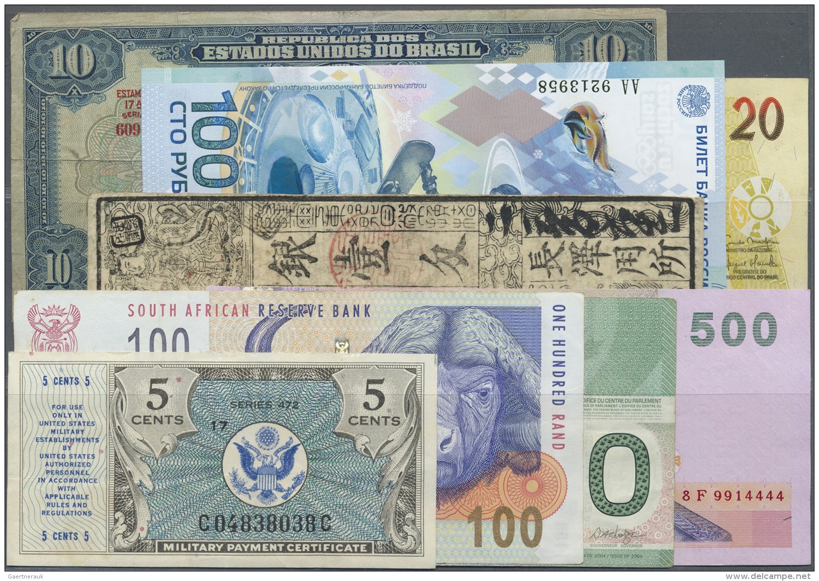 Alle Welt: Set Of 73 Banknotes From All Over The World In Different Conditions Containing The Following Countries: Japan - Sonstige & Ohne Zuordnung