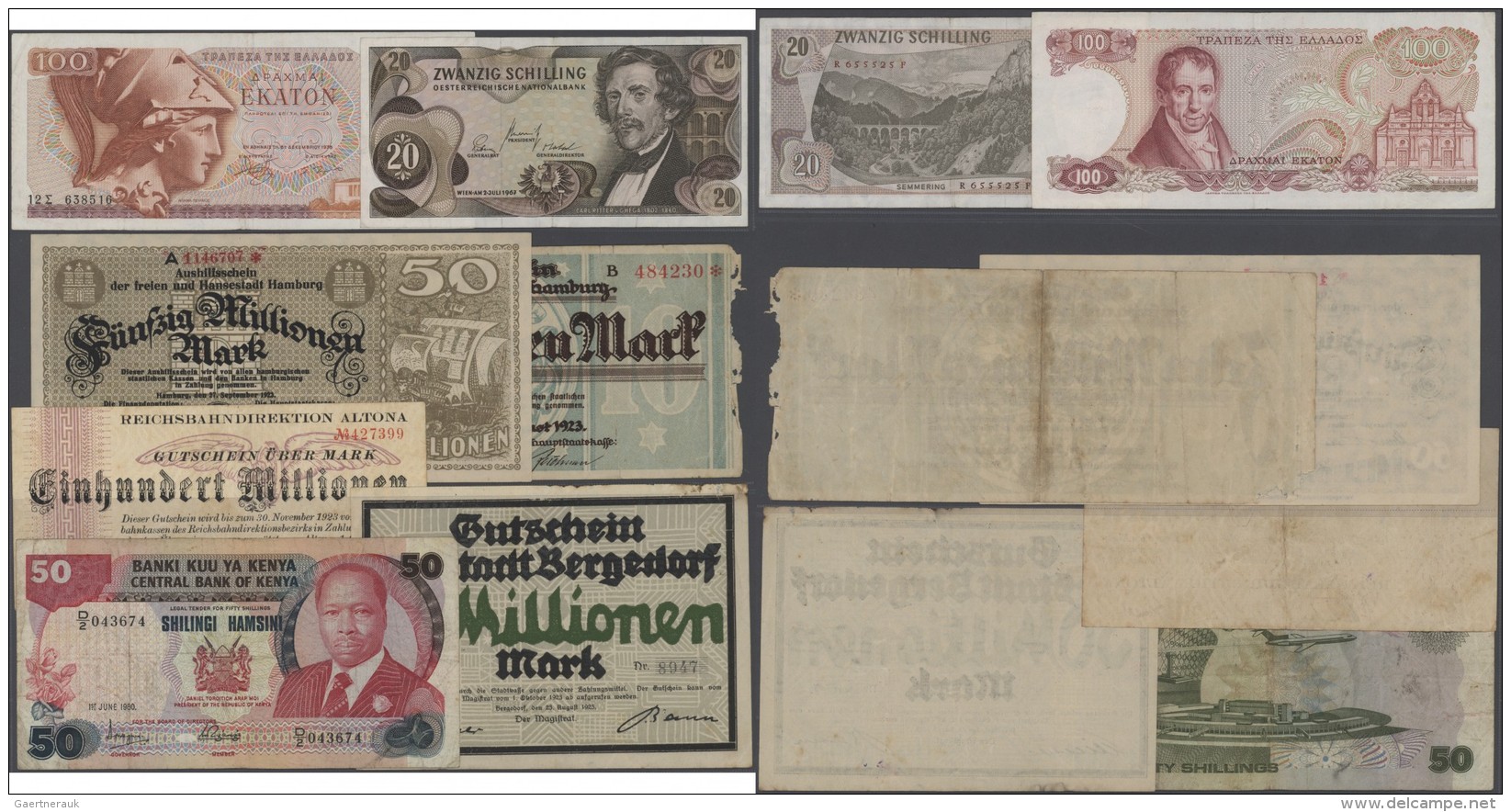 Alle Welt: Collectors Book With 120 Banknotes From All Over The World, Many German Notes And Some German Notgeld And Rai - Sonstige & Ohne Zuordnung