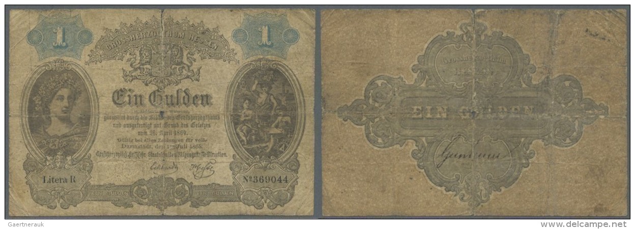 Deutschland - Altdeutsche Staaten: Hessen: 1 Gulden 1865, PiRi A119 In Stark Gebrauchter Erhaltung Mit Mehreren Kleinen - …-1871: Altdeutschland