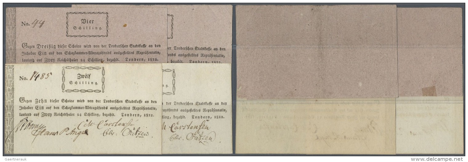 Deutschland - Altdeutsche Staaten: Stadtkasse Tondern (Schleswig-Holstein), Set Mit 4 Banknoten, 2 X 4 Schilling Und 2 X - …-1871: Altdeutschland