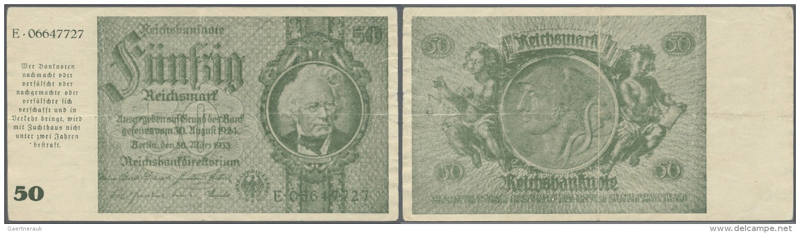 Deutschland - Deutsches Reich Bis 1945: 50 Reichsmark "Sch&ouml;rner", Notausgabe 1945, Ro.181, Mehrfach Geknickt Mit Kl - Sonstige & Ohne Zuordnung