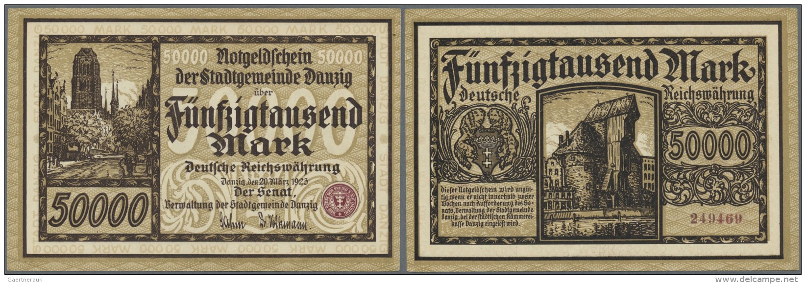 Deutschland - Nebengebiete Deutsches Reich: Danzig: 50.000 Mark 1923 Ro.798, Untere Rechte Und Linke Ecke Leicht Besto&s - Sonstige & Ohne Zuordnung