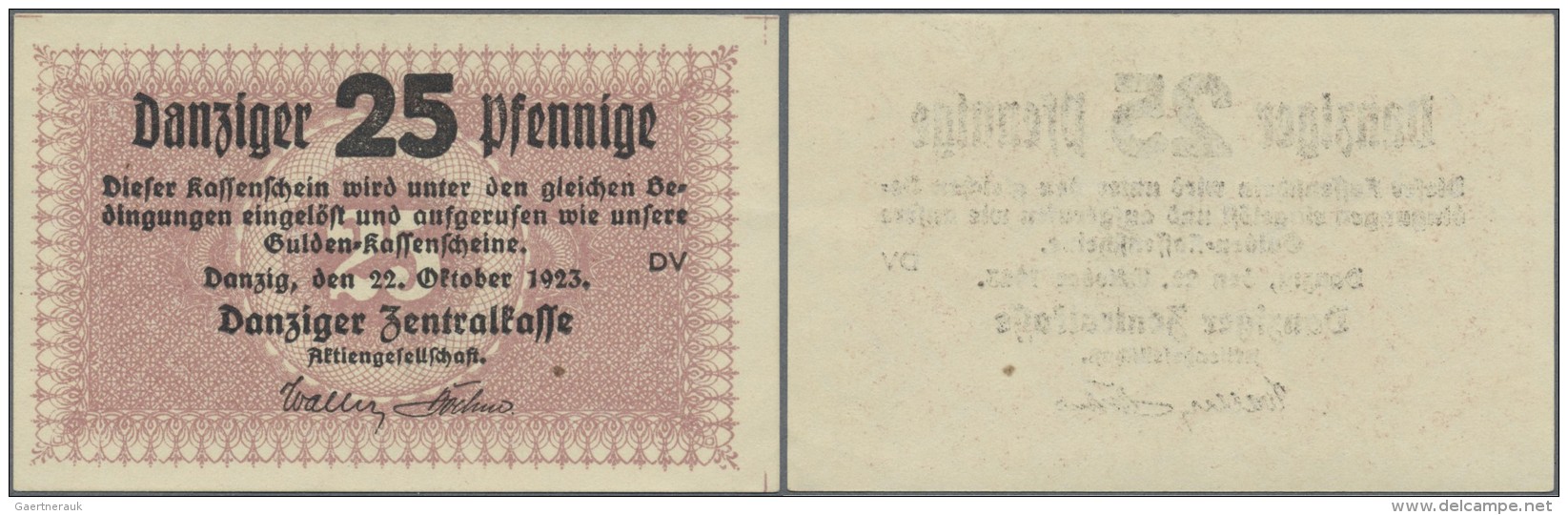 Deutschland - Nebengebiete Deutsches Reich: Danzig: 25 Pfennige 1923 Ro.815, Delle Von Einer Papierklammer Am Oberen Ran - Sonstige & Ohne Zuordnung