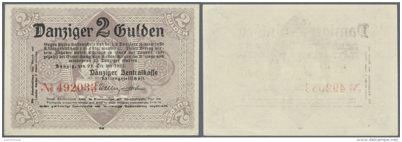 Deutschland - Nebengebiete Deutsches Reich: Danzig: 2 Gulden 1923 Ro.818, Leichter Bug An Rechter Unterer Ecke, Leichte - Sonstige & Ohne Zuordnung