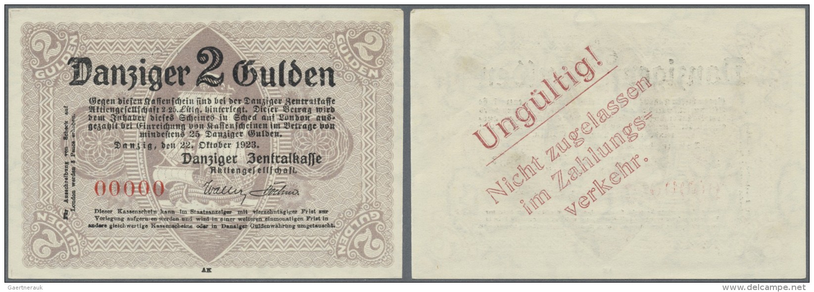 Deutschland - Nebengebiete Deutsches Reich: Danzig: 2 Gulden 1923 MUSTER Ro.818 (als Muster Nicht Im Rosenberg Gelistet) - Sonstige & Ohne Zuordnung