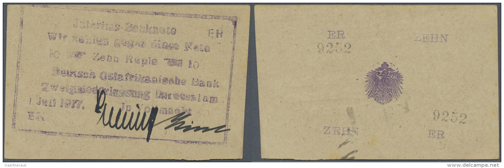 Deutschland - Nebengebiete Deutsches Reich: 10 Rupien 1917 Interimsnote Ro.938, Pick 43, Eine Vertikale Falte, Festes Pa - Sonstige & Ohne Zuordnung