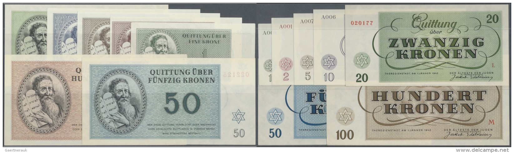 Deutschland - Konzentrations- Und Kriegsgefangenenlager: Ghetto Theresienstadt Set With 7 Banknotes 1, 2, 5, 10, 20, 50 - Sonstige & Ohne Zuordnung
