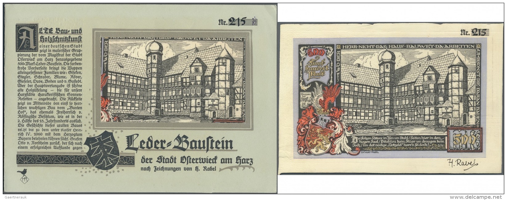 Deutschland - Notgeld Besonderer Art: Osterwieck, 500 Mark, 4.12.1922, Wei&szlig;es Glac&eacute;leder, Mit KN ("215") Un - Sonstige & Ohne Zuordnung