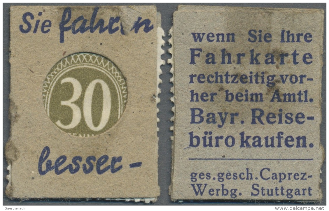 Deutschland - Briefmarkennotgeld: M&uuml;nchen, Bayr. Reiseb&uuml;ro, 30 Pf. Ziffer Kontrollrat (ca. 1947), Einheitsausg - Sonstige & Ohne Zuordnung