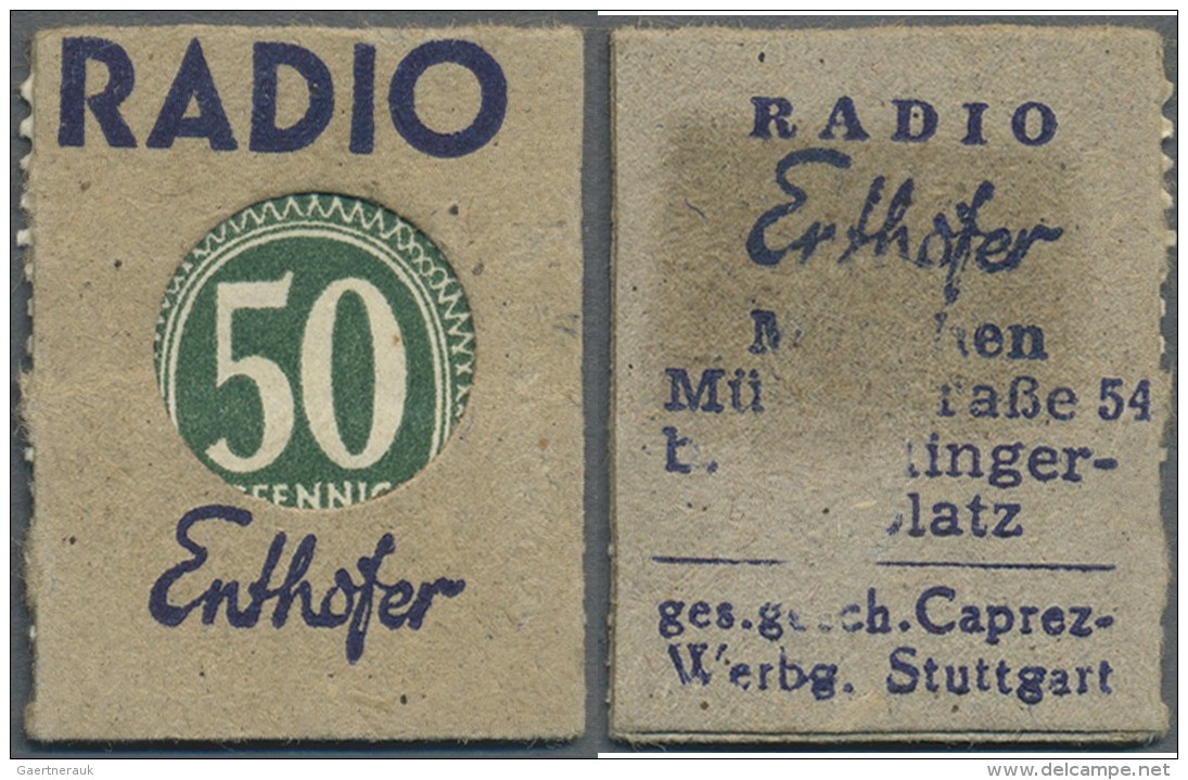 Deutschland - Briefmarkennotgeld: M&uuml;nchen, Radio Enthofer, 50 Pf. Ziffer Kontrollrat (ca. 1947), Einheitsausgabe De - Sonstige & Ohne Zuordnung