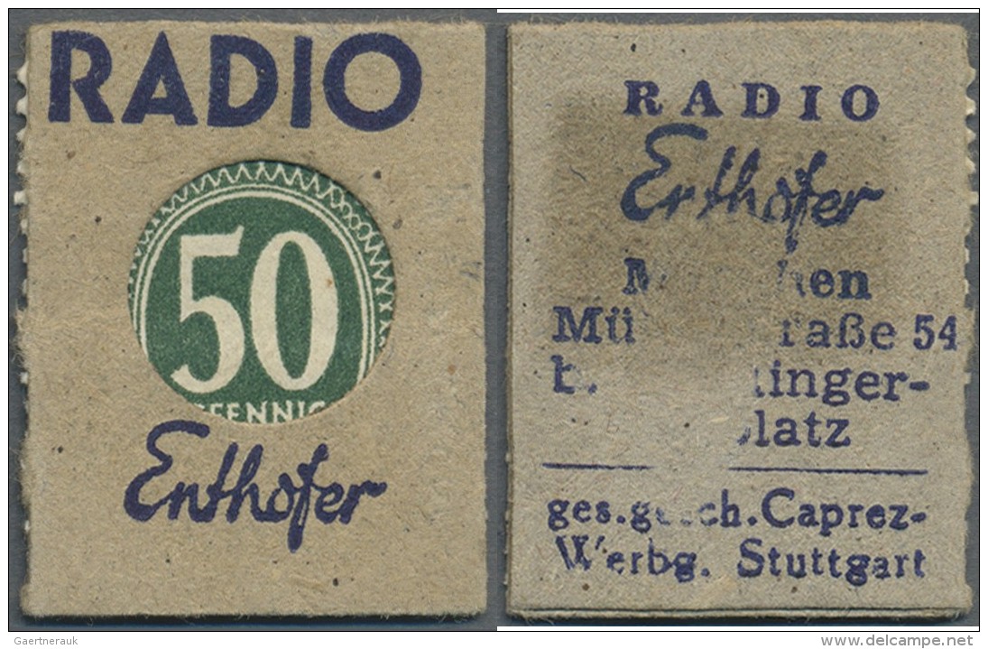 Deutschland - Briefmarkennotgeld: M&uuml;nchen, Radio Enthofer, 50 Pf. Ziffer Kontrollrat (ca. 1947), Einheitsausgabe De - Telekom