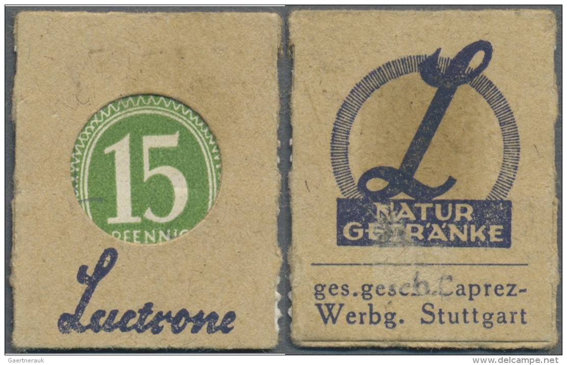 Deutschland - Briefmarkennotgeld: N&uuml;rnberg, Lactrone Natur-Getr&auml;nke, 15 Pf. Ziffer Kontrollrat Gr&uuml;n (ca. - Sonstige & Ohne Zuordnung