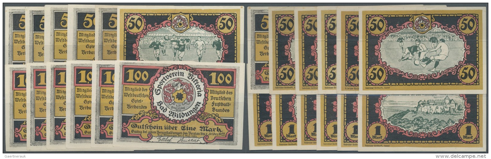 Deutschland - Notgeld - Hessen: Wildungen, Bad, Sportverein Victoria, 6 X 50 Pf., 6 X 1 Mark, 5.5.1921 - 31.12.1922, Erh - Lokale Ausgaben