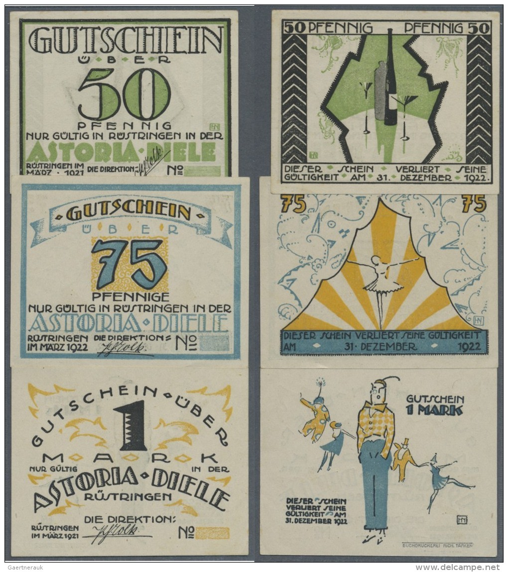 Deutschland - Notgeld - Niedersachsen: R&uuml;stringen, Astoria-Diele, 50 Pf., 1 Mark, M&auml;rz 1921 - 31.12.1922, 75 P - Lokale Ausgaben