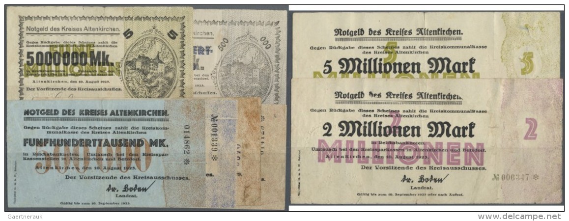 Deutschland - Notgeld - Rheinland: Altenkirchen, Kreis, 500 Tsd. Mark (2), Papier Blau Und Wertziffer Braun, Papier Wei& - Lokale Ausgaben