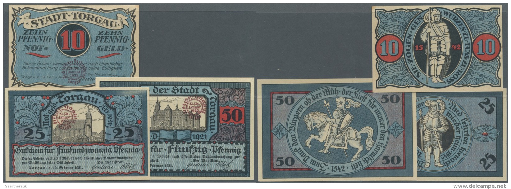 Deutschland - Notgeld - Sachsen: Torgau, Stadt, Dachdecker-Verbandstag 22./24.1.1922, 10, 25, 50 Pf., Mit Rotem Rundstem - Lokale Ausgaben